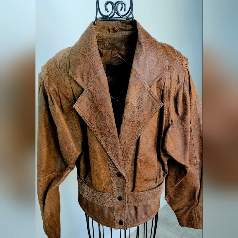 Women's Vintage G4000 Genuine Leather Snakeskin Print Size Small